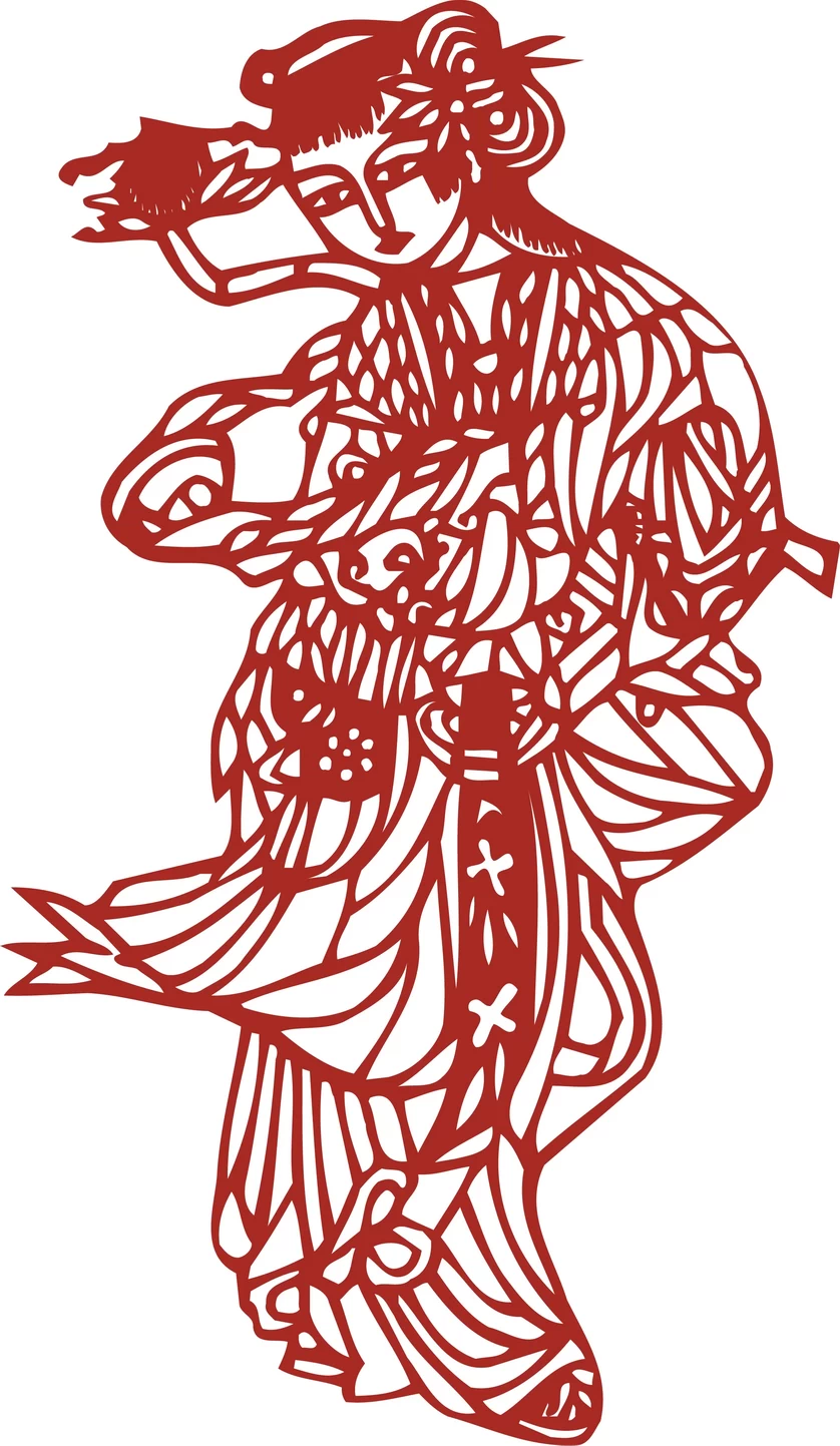 中国风中式传统喜庆民俗人物动物窗花剪纸插画边框AI矢量PNG素材【2454】